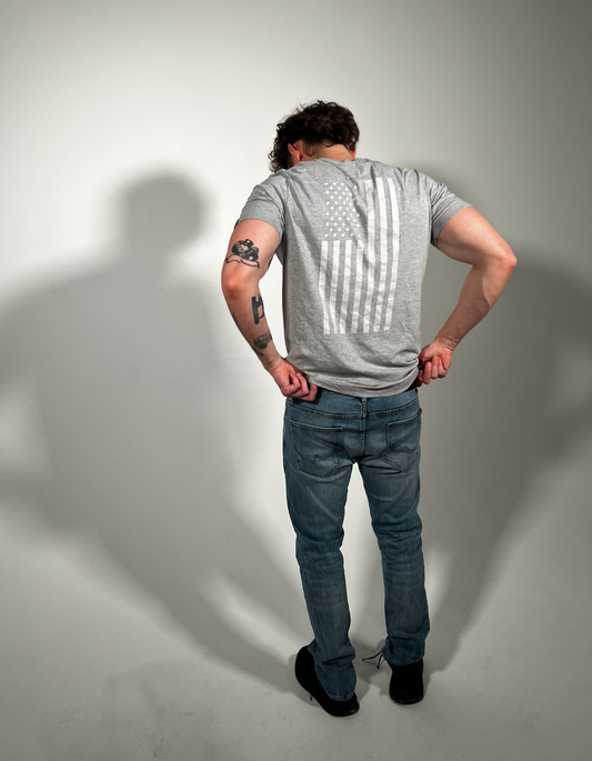 Heather Grey Flag Tee – Essentials Line